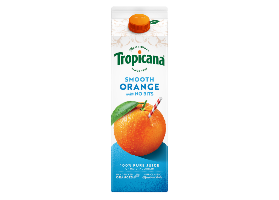 A carton of Tropicana Smooth Orange juice