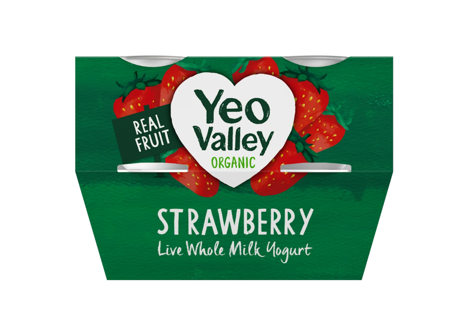 A pot of Yeo Valley strawberry yoghurt